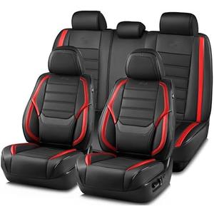 Skechers Seat Covers,Memory Foam Leather Car Seat Covers,Waterproof Car Seat Protector Full Sets,Car Seat Cushion Airbag Automotive Universal Fit for Most Cars,Vans,Trucks,SUV,Red