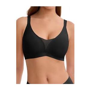 Luckfire V Neck Minimizer Bras for Women,Padded T-Shirt Bras Full Coverage,Seamless Comfortable No Underwire Everyday Wear