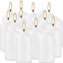 20 Pcs Bulk Long Burning Wax Pillar Candles 2" x 4" Dripless Unscented Smokeless for Wedding Party Spa Lantern Fireplace Home(White)