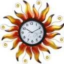 Large Outdoor Clock with Thermometer & Humidity - Silent Non-Ticking Sun Outdoor Wall Clock for Patio, Garden, Kitchen, Living Room(Yellow)
