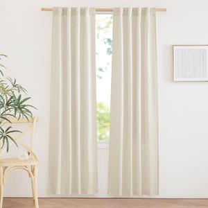 NICETOWN Linen Blend 78 inches Long Doorway Curtains, Rod Pocket & Back Tab Privacy Added with Light Filtering Window Treatments for Bedroom/Nursery, Natural, W34 x L78, 2 Panels