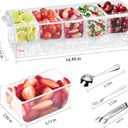 Condiment Tray with Stainless Steel 5 Spoons, 5 Forks and 1 Clip, Chilled Condiment Server, Condiment Server, Bar Garnish Holder on Ice, Bar Accessories Fruit and Salad with Removable Trays and Lid