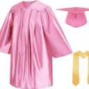 LMYOVE Kindergarten Preschool Graduation Cap and Gown Set with 2025 Tassel Shiny PreK Graduation Set for Kids (36, Pink)