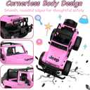DOUBLE E Jeep Licensed 1:14 Scale Pink Remote Control Car for Girls with 2*DIY Stickers, Open-top Design RC Jeep, 80Min Play 2.4Ghz Off Road RC Trucks with LED Lights, Birthday/Xmas Gifts for Girls 6+