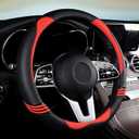 Iwantit Steering Wheel Cover, Carbon Fiber&Breathable Pu Leather with Anti-Slip Rubber Ring, Steering Wheel Protector, Universal Fit 14.5-15 inches for Cars,SUV (Passion Red)
