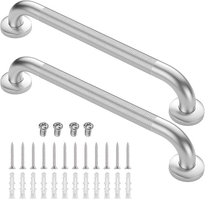 2 Pack 18 inch Grab Bars for Bathtubs and Showers, Bathroom Shower Grab Bars for Seniors Holds up to 500LBs, Handicap Grab Bars Stainless Steel, Anti Slip Shower Handle for Wall, Elderly