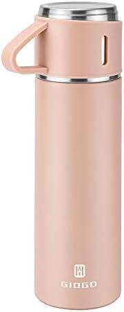 Stainless Steel Thermo 500ml/16.9oz Vacuum Insulated Bottle with Cup for Coffee Hot drink and Cold drink water flask.(Pink,Single)