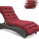 Outdoor Chaise Lounge Cushions, Waterproof Non-Slip Thickened Lounge Chair Cushion with Ties, Replacement Patio Pool Recliner Cushions for Outdoor Furniture, 74.4x21.7x4.5 Inches (Red)