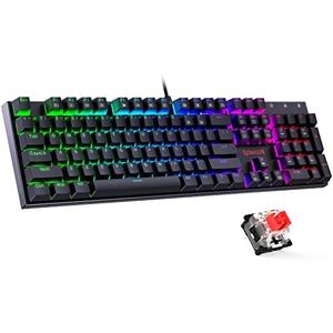 Redragon Mechanical Gaming Keyboard with Red Switches, Wired Keyboard Mechanical with RGB Backlit, Fully Progammable, Durable Aluminum Frame, Anti-Ghosting for PC Windows Mac, K565, Black