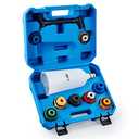 Orion Motor Tech 2 qt Engine Oil Funnel Set with Flexible Extension & 8 Adapters, Spill Free Large Funnel for Automotive Use- Compatible with Toyota Jeep Mazda Ford Dodge and More