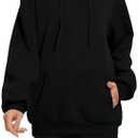 NHUHEQ Womens Hoodies Pullover Unisex Jogger Casual Sweatshirt Long Sleeve Pockets Fashion Fall Winter Clothes, Black XL