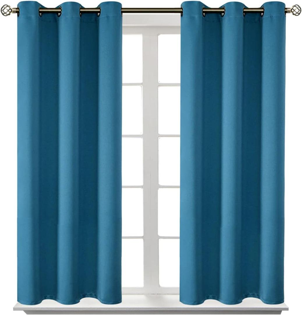 BGment Blackout Curtains - Grommet Thermal Insulated Room Darkening Bedroom and Living Room Curtains, Set of 2 Panels (38 x 45 Inch, Steel Blue)