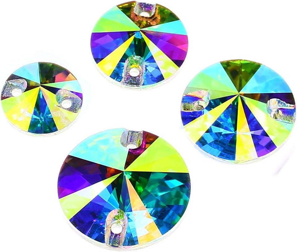 DONGZHOU Sew On Rhinestones Round Flat Back Sew On Glass Rhinestone Sewing Crystal Gems Stone Beads for Costume, Clothes, Garments, Dress, Jewelry, Belt, Shoes and DIY Crafts