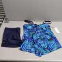 Kate Kasin Women's Tankini Swimsuit 2025 Tummy Control 2 Piece Bathing Suit Flowy Floral Print Swim Tank Top with Boyshorts (Large, Navy Blue Leaf)