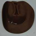 Western Cowboy Hat for Men Women Classic Roll Up Fedora Hat with Buckle Belt(Size:S-M) (Brown)