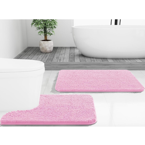 OLANLY Bathroom Rugs 59x20, Extra Soft Absorbent Chenille Bath Rugs, Rubber Backing Quick Dry, Machine Washable Bath Mats for Bathroom Floor, Tub and Shower, Home Decor Accessories, Pink