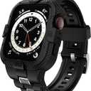 GELISHI Bands Compatible for Apple Watch Band 46mm 45mm 44mm 42mm, Men Sport Rugged Band with Protective Case for Watch Series 11 10 9 8 7/ SE 3/2/1/ Series 6 5 4 3 (Carbon Fiber/Black)