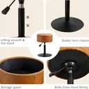 LUE BONA 360Swivel Vanity Stool Chair for Makeup Room, Height Adjustable Stool for Vanity with Storage, Small Whiskey Brown Faux Leather for Bathroom, Living Room