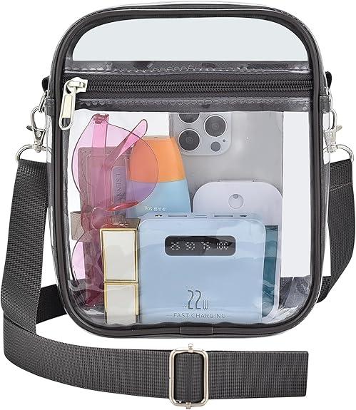 Clear Stadium Bag 12126 Policy Compliant Transparent Crossbody Purse, Waterproof PVC Clear Bag for Concerts Events