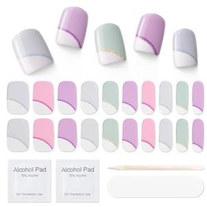 MOOYIYAN Semi Cured Gel Nail Strips|Works with Any UV/ LED Lamps|20 Pcs Gel Nail Stickers|Long-Lasting Two Weeks and Easy to Apply & Remove|Arc Transparent, Pack of 10