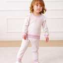 Mioglrie Toddler Baby Girl Clothes Fall Winter Sweatsuit Newborn Sweatshirt Sweat Pant Sets Outfits Infant Girls Clothing (3-4T, Purple Stripe)