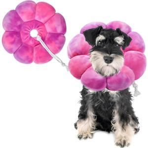 Flower Cat Cone, Cat Cone Collar Dog Cone Soft Recovery E-Collar Dog Elizabethan Collar for Dogs and Cats to Stop Licking (Rose Purple, L)