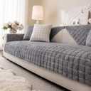 Aucrovee Velvet Washable Couch Cover for Pets Dogs, Non Slip Sectional Sofa Covers for 3 Cushion Couch Sofa L Sharped Sofa Slipcovers, Furniture Protector (1 PCS 36"x63", Dark Grey)