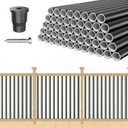 50 Pack 26" Aluminum Deck Balusters, Balusters for Deck Railing, 3/4" Diameter Hollow Round Black Metal Deck Spindles for Deck Railing Stair Porch (50, 26")