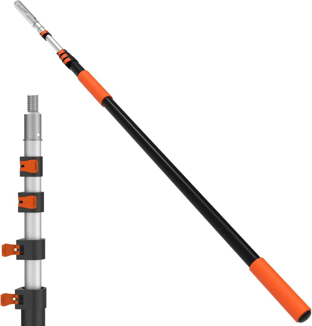 LAANPOLE Telescopic Pool Pole, 16ft Heavy Duty Swimming Pool Pole, Adjustable Pool Cleaning Pole for Skimmer Nets, Vacuum Heads and Brushes