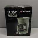 MUELLER HOME 12-Cup Drip Green Coffee Maker, Borosilicate Carafe, Auto-Off, Reusable Filter, Anti-Drip, Keep-Warm Function, Clear Water Level Window, Green Kitchen Accessories & Dcor