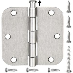 TICONN 48-Pack 3.5 Inch Door Hinges with 5/8" Radius Corner, 3-1/2 x 3-1/2 Inch Iron Bifold Residential Doors Hardware (5/8" Radius Corner, Satin Nickel, 48 Pack)