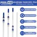 Poolvio 12 FT Telescopic Swimming Pool Pole - Adjustable 2 Piece Aluminum Pool Pole for Pool Cleaning Skimmer Nets Vacuum Heads & Brushes, Strong Grip & Lock