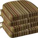 Outdoor Round Corner Seat Cushion, 17"x16"x2", Set of 4, Non Slip Seat Cushion Pads with Removable Cover for Patio Furniture, Garden Yard Lawn, Colorful Stripe