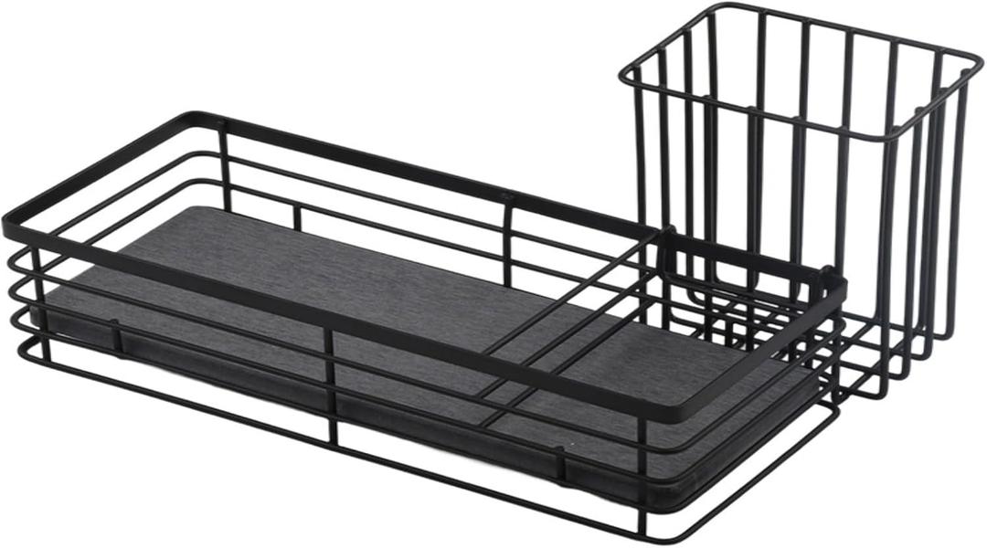 Sponge Holder Kitchen Organizer With Quick Drying Diatomite Stone Tray And Removable Brush Rack For Sink Area Storage