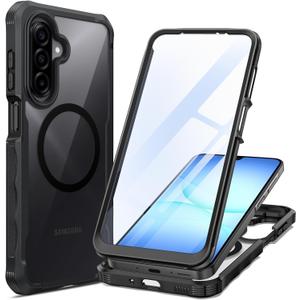 seacosmo for Samsung Galaxy A16 A17 A26 5G Case, Full Body Bumper with Built-in Tempered Glass Screen Protector, Compatible with MagSafe, Shockproof a17 a16 a26 5g Phone Case, Black