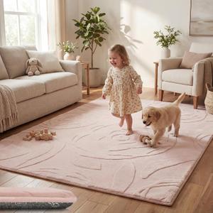 1.3" Thick Baby Play Mat 79x118 Plush Foam Mats for Baby (Pink) | Padded Memory Foam Waterproof Non-Slip Easy Care 100% Baby-Safe Materials, Tummy Time Crawling Playroom Living Room Nursery