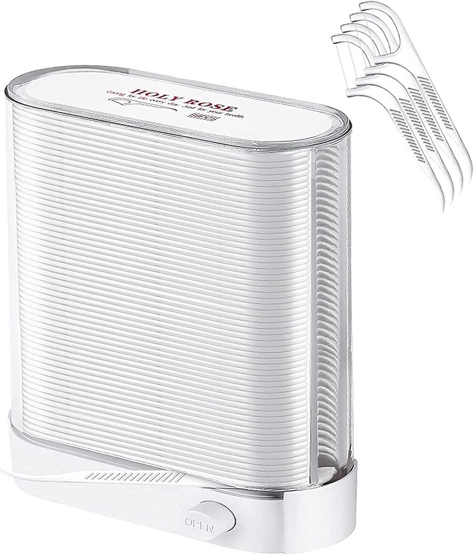 Holy Rose Dental Floss Picks Dispenser,Adults for Clean Teeth Floss Sticks Toothpick,Automatic Pop-Up Organiser Case with Flossers 88 Count,Flosser Holder Container is Perfect Tool for Tooth Care.