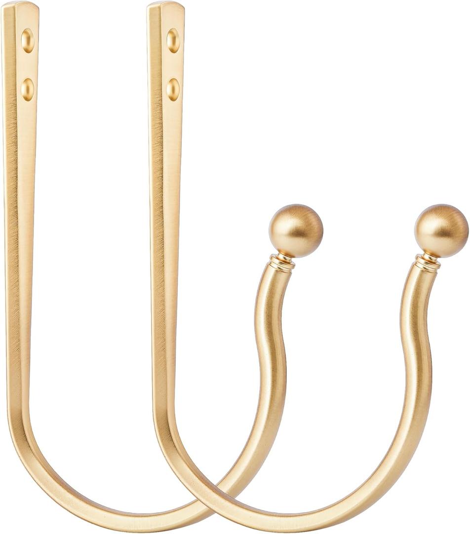 Mini Ball Curtain Holdbacks 4 Pack,Solid Zinc Alloy Wall Mounted Curtain Tiebacks & Hooks, Unique Shape Curtain Holders Modern Curtain Pull Backs for Drapes, Curtains,Warm Gold