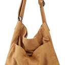 Canvas Hobo Crossbody Shoulder Tote Bag for Women and Men W/Multi-pocket Casual Purse Messenger Bags Travel Work (Color: Brown)