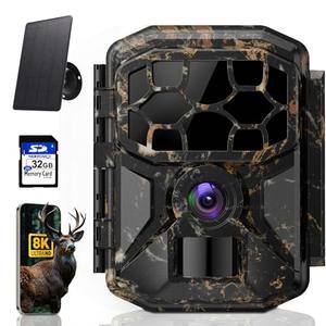 Cokque Trail Camera - Solar 8K 60MP WiFi Game Camera with 0.1S Motion Activated, 65FT Detection Distance, No Glow HD Night Vision, IP66 Waterproof, 32GB Card Included for Wildlife Monitoring