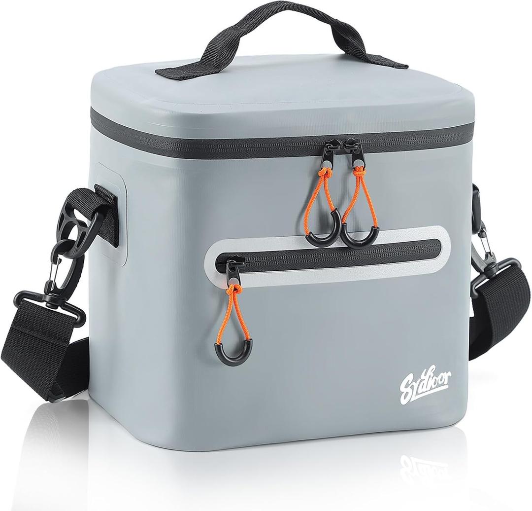 Soft-Sided Cooler Bag, 7/16/30 Can Portable Ice Chest Box, Waterproof, Leak-Proof, Insulated Cooler for Lunch, Beach, Drink, Beverage, Travel, Camping, Picnic (Gray)