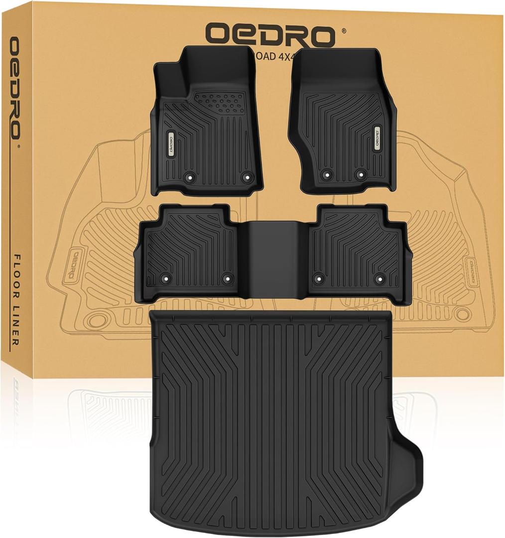 OEDRO Floor Mats Set Fit for Jeep Grand Cherokee 2025 2024 2023 2022 (Include 4xe NOT for L or WK) 5 Seat, Custom Fit Grand Cherokee Full Set Floor Liners Accessories All Weather Trunk Car Mats