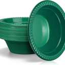 60 Pack 12 oz Dark Green Disposable Plastic Bowls Dessert, Ice Cream, Salad, Soup Serving Cups for Party, Picnic, Food Snacks (Dark Green)