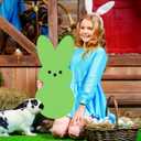 Easter Bunny Yard Sign Decoration with Stakes, Large Welcome Bunny Decoration Outdoor for Spring Happy Easter Garden Lawn Supplies (Green)