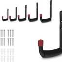 6 Pack Garage Hooks Heavy Duty with EVA Pads and Rubber End Caps, 4.64inch Steel Kayak Storage Hooks for Hanging Bikes, Ladders, Folding Chairs and Garden Tools