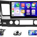 VQU Car Stereo for Honda Civic 2006 to 2011 Apple Carplay Android Car Radio for Honda Civic Support Wireless Android Auto 5G WiFi GPS Navigation FM RDS EQ DSP Audio Receiver SWC AHD Camera (10IN,8-Core,2GB+64GB)