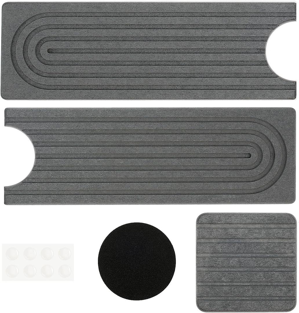 Kitchen Sink Faucet Mat, Sink Faucet Splash Guard, Diatomite Kitchen Sink Faucet Mat, Quick Drying Soap Sponge Sink Pad Faucet Stone Drying Mat Faucet Tray for Kitchen Bathroom (Dark Gray)