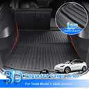 Cargo Liner Fits for Tesla Model Y 2020-2024 2025 5-Seat (Not for 7 Seat) All Weather Back Seat Cover Trunk Cargo Mat for Model Y Accessories (with Backrest Mat)
