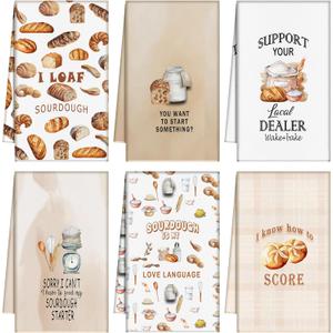 Peryiter 6 Pcs Sourdough Baking Kitchen Towels 16 x 24 Inch Sour Dough Proofing Flour Sack Tea Towels Gift for Baking Sour Dough Cloths for Sourdough Bread Cloths for Kitchen Women Chef Bake Lovers