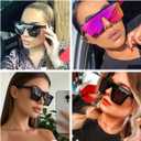 3 Pieces Square Oversized Sunglasses for Women Men Flat Top Large Black Frame Fashion Shades